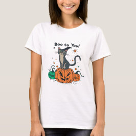 Halloween grappig kat gezegde "Boo to you" T-shirt