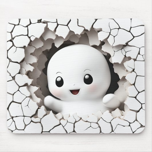 Halloween Grappig Peeking Ghost Mousepad Muismat (Voorkant)