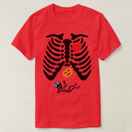 Halloween grappig skeleton ray pumpkin bab t-shirt (Design voorkant)