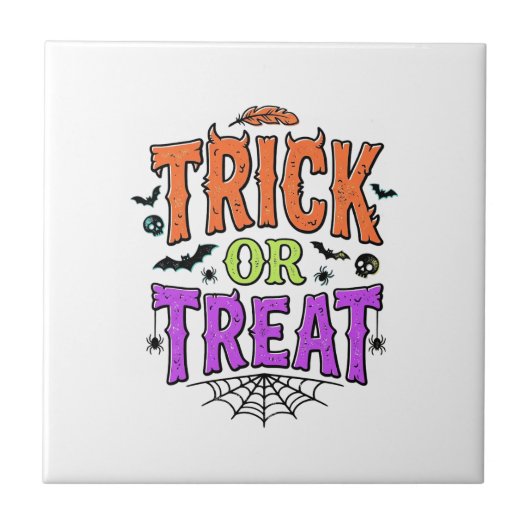 Halloween Grappig Spinneweb Retro_1 Tegeltje (Voorkant)