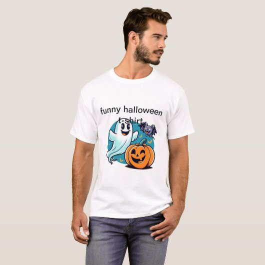 Halloween Grappig T-shirt met Ghost, Bat, Pompoen  (Voorkant volledig)