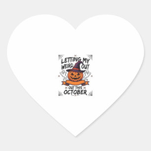 Halloween Grappig T-shirt Met Pompoen Spoken_1 Hart Sticker