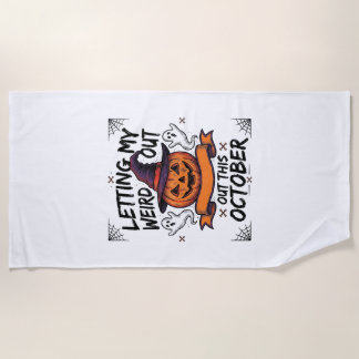 Halloween Grappig T-shirt Met Pompoen Spoken_1 Strandlaken