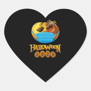 Halloween Grappige Enge Pompoen En Spin Met Masker Hart Sticker