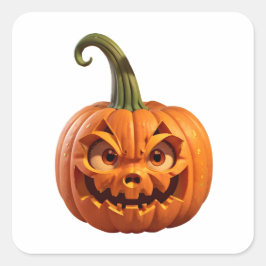 Halloween grappige gesneden pompoen vierkante sticker