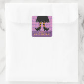 Halloween Grappige Heks Benen Vierkante Sticker (Tas)