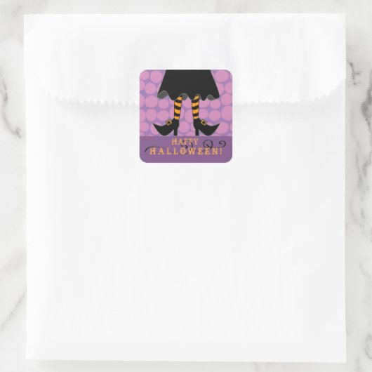 Halloween Grappige Heks Benen Vierkante Sticker (Tas)