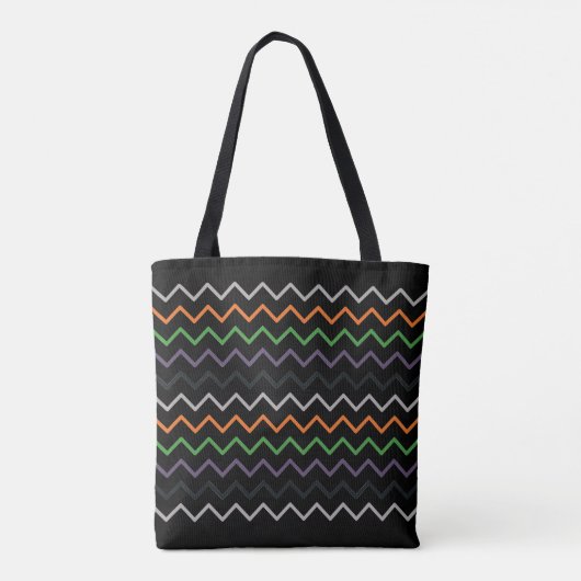 Halloween Grappige Heks Vliegende Apen Chevron Tote Bag (Achterkant)