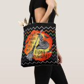 Halloween Grappige Heks Vliegende Apen Chevron Tote Bag (Dichtbij)