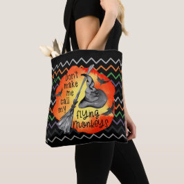 Halloween Grappige Heks Vliegende Apen Chevron Tote Bag