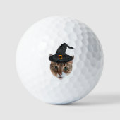 Halloween Grappige Heksenhoed Aangepaste Kattengez Golfballen (Voorkant)