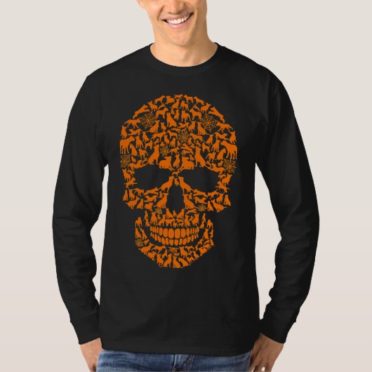 Halloween Grappige Pitbull Dog Skull T-shirt (Voorkant)