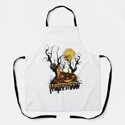 Halloween grappige pompoen met uil schort (Voorkant)