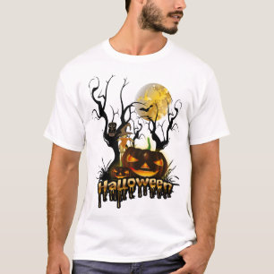 Halloween grappige pompoen met uil t-shirt