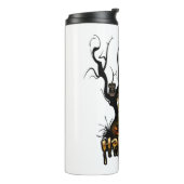 Halloween grappige pompoen met uil thermosbeker (Gedraaid links)