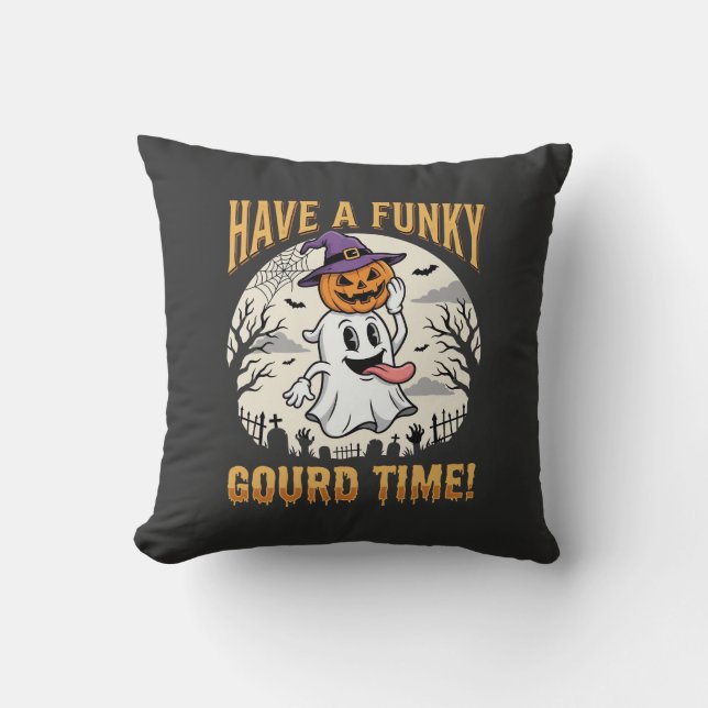 Halloween Grappige Pompoen Tijd Geest Pompoen Kussen (Voorkant)