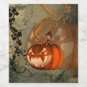 Halloween, grappige pompoen wijn etiket (Enkel label)