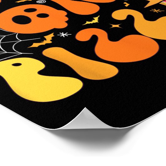 Halloween Grappige truc of Pizza Scary Ghost Deco  Poster (Hoek)