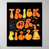 Halloween Grappige truc of Pizza Scary Ghost Deco  Poster (Voorkant)