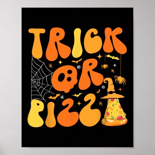 Halloween Grappige truc of Pizza Scary Ghost Deco  Poster (Voorkant)