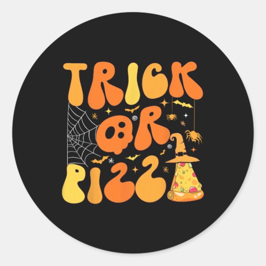 Halloween Grappige truc of Pizza Scary Ghost Deco  Ronde Sticker (Voorkant)