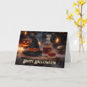 Halloween Grappige Whiskey Proost Kaart (Gele Bloem)