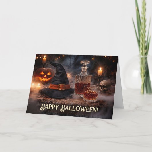 Halloween Grappige Whiskey Proost Kaart (Voorkant)