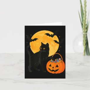 Halloween Grappige Zwarte Kat Pompoen Met Zoete Sn Kaart
