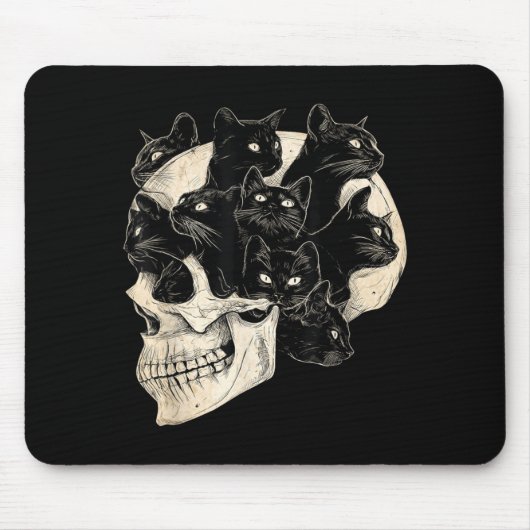 Halloween Grappige Zwarte Kat Vintage Katten Muismat (Voorkant)