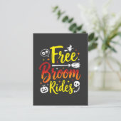 Halloween Gratis Bezem Ritten Heks Grafisch Briefkaart (Staand voorkant)