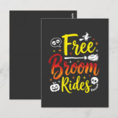 Halloween Gratis Bezem Ritten Heks Grafisch Briefkaart (Voorkant / Achterkant)