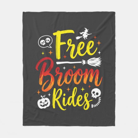 Halloween Gratis Bezem Ritten Heks Grafisch Fleece Deken (Voorkant)