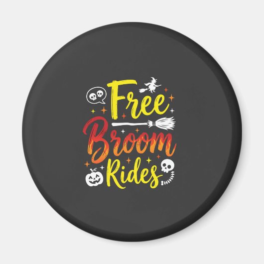 Halloween Gratis Bezem Ritten Heks Grafisch Magneet (Voorkant)