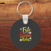 Halloween Gratis Bezem Ritten Heks Grafisch Sleutelhanger (Voorkant)