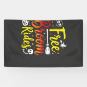 Halloween Gratis Bezem Ritten Heks Grafisch Spandoek (Horizontaal)