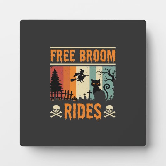 Halloween Gratis Bezem Ritten Heks Kat Fotoplaat (Voorkant)