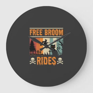 Halloween Gratis Bezem Ritten Heks Kat Grote Klok