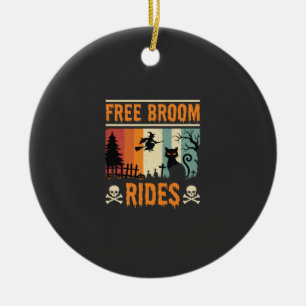 Halloween Gratis Bezem Ritten Heks Kat Keramisch Ornament