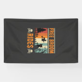 Halloween Gratis Bezem Ritten Heks Kat Spandoek (Horizontaal)