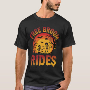 Halloween Gratis Bezem Ritten Skelet Grafisch T-shirt