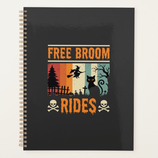 Halloween Gratis Bezemritten Heks Kat Planner (Voorkant)