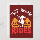 Halloween Gratis Broom Rides Heks Pompoenen Kaart (Voorkant)