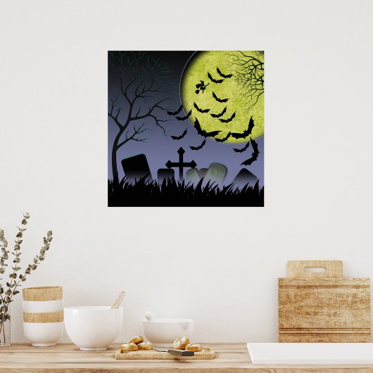 Halloween Grave-tuin Poster (Keuken)
