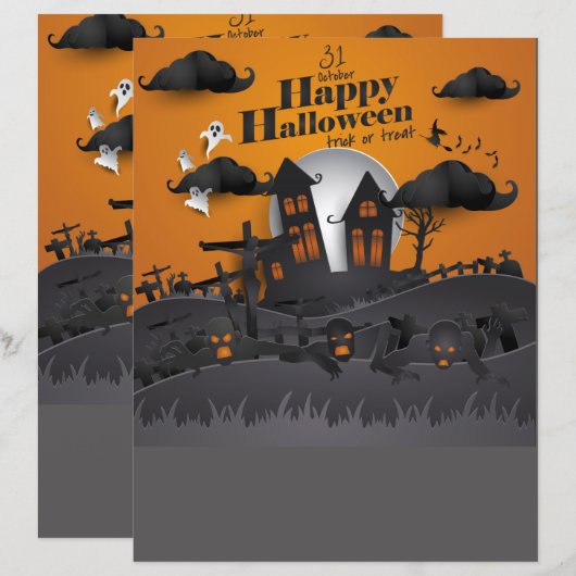 Halloween Graveyard and Haunted House Flyers (Voorkant / Achterkant)