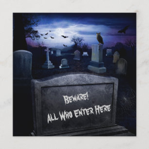 Halloween Graveyard Bats Owl Tombstone Kaart