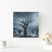 Halloween Graveyard bij nacht Square Wall klok (Huis)