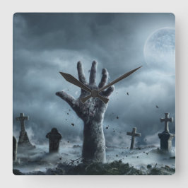 Halloween Graveyard bij nacht Square Wall klok