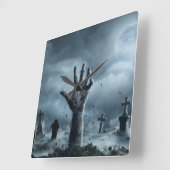 Halloween Graveyard bij nacht Square Wall klok (Hoek)