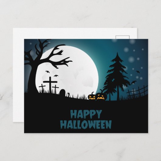 Halloween Graveyard Briefkaart (Voorkant / Achterkant)