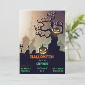 Halloween Graveyard Cemetary Jack O'Lantern Kaart (Staand voorkant)